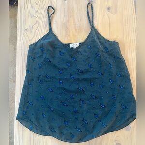 Wilfred S XS Silk Cami Dark Teal Floral Tank